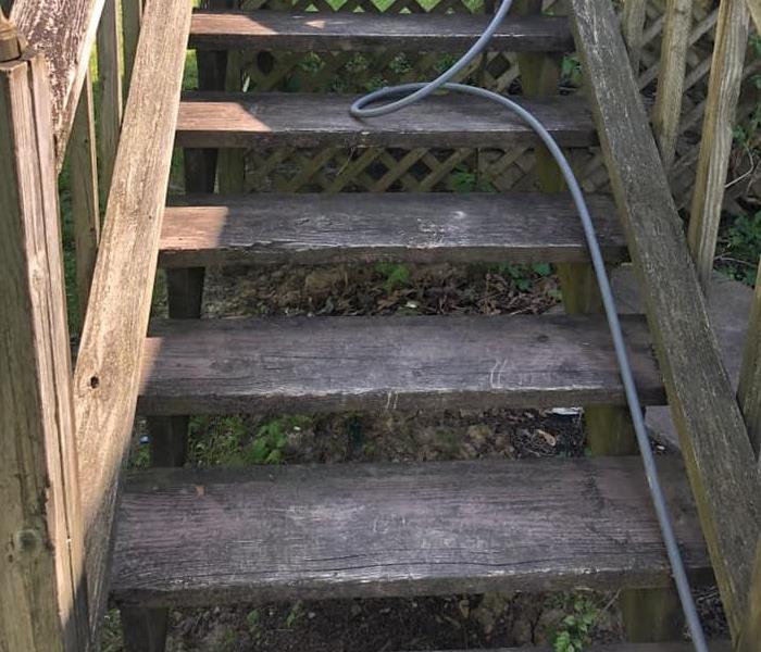 Residential stairs before pressure washing